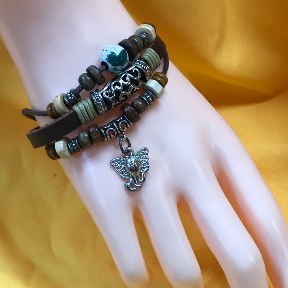 Boho 3 Strand Leather Bracelet